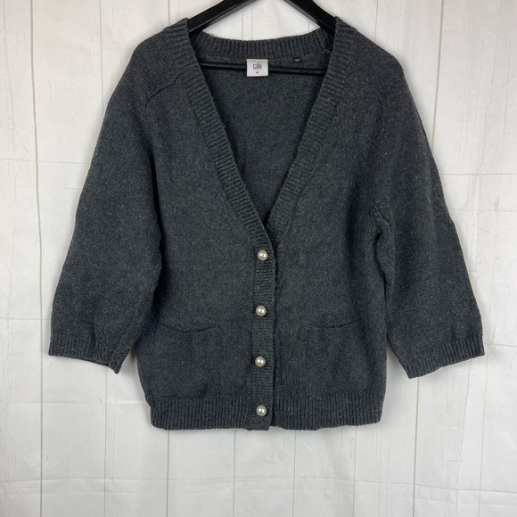 CAbi Gray V Neck Cardigan Size M - Picture 3 of 5